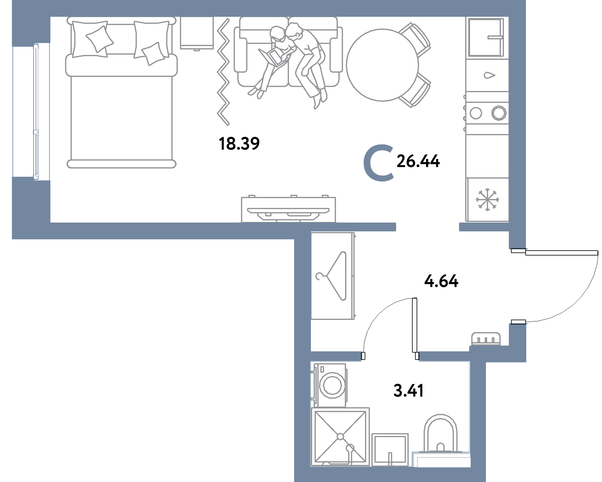 ЖК "Уральский сад"-Студия 26.44 м²