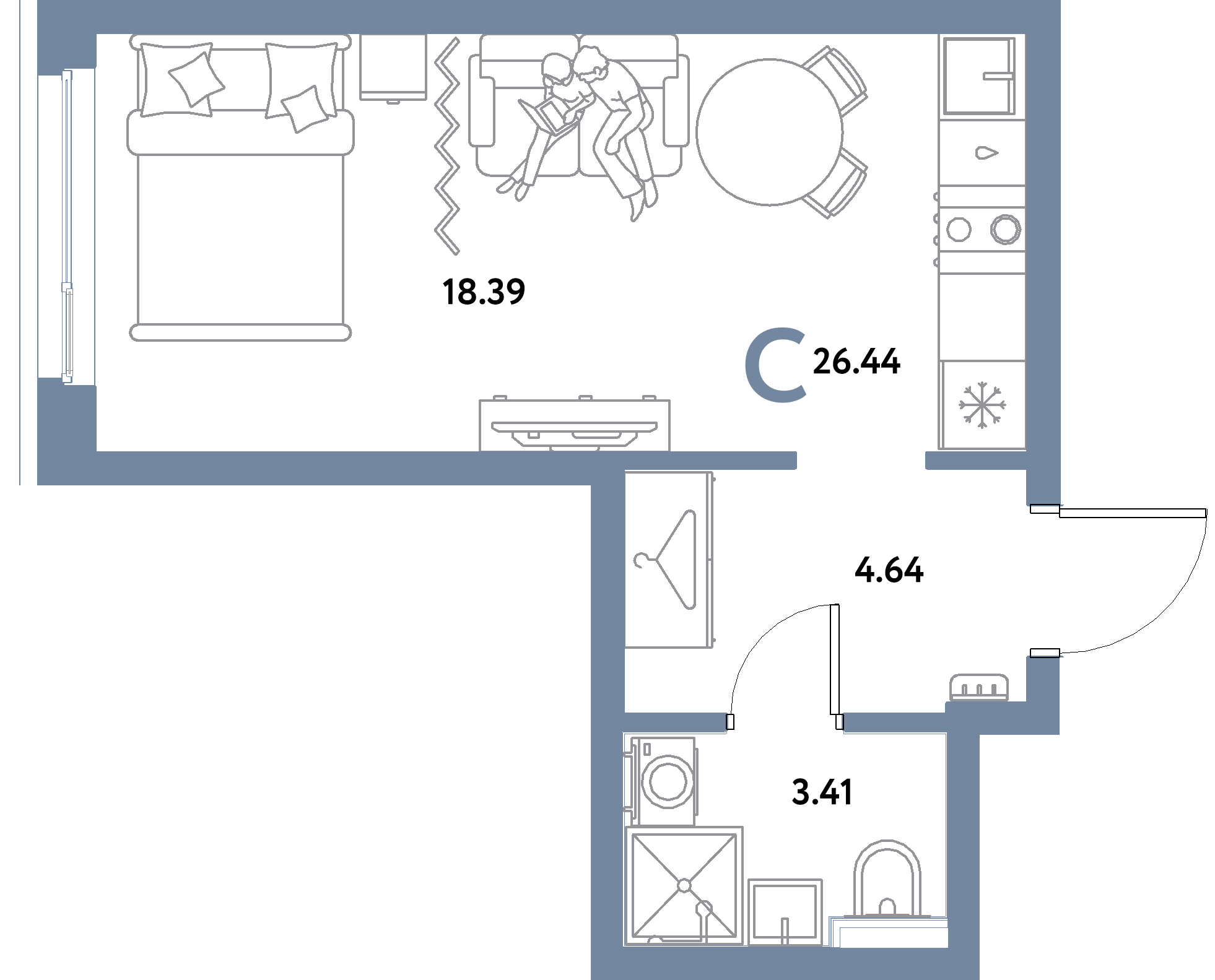 ЖК "Уральский сад"-Студия 26.44 м²