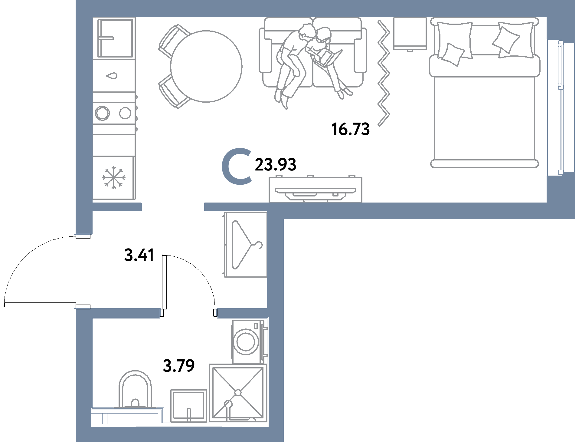ЖК "Уральский сад"-Студия 23.93 м²