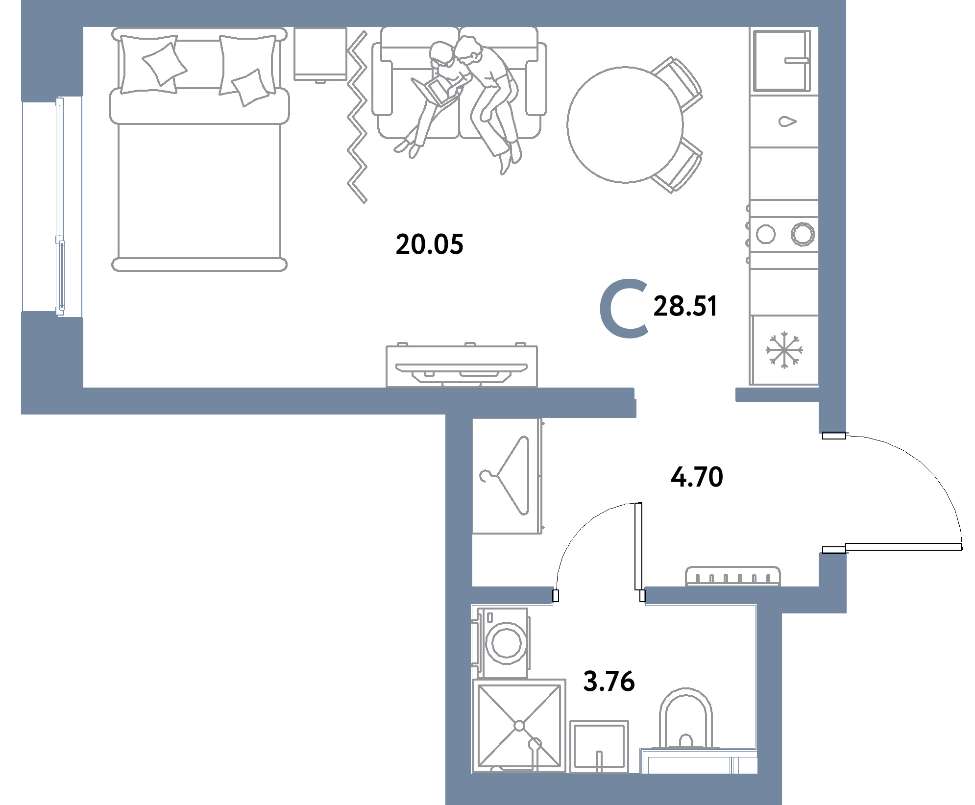 ЖК "Уральский сад"-Студия 28.51 м²