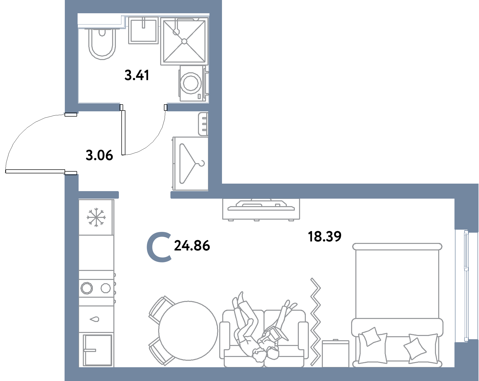 ЖК "Уральский сад"-Студия 24.86 м²