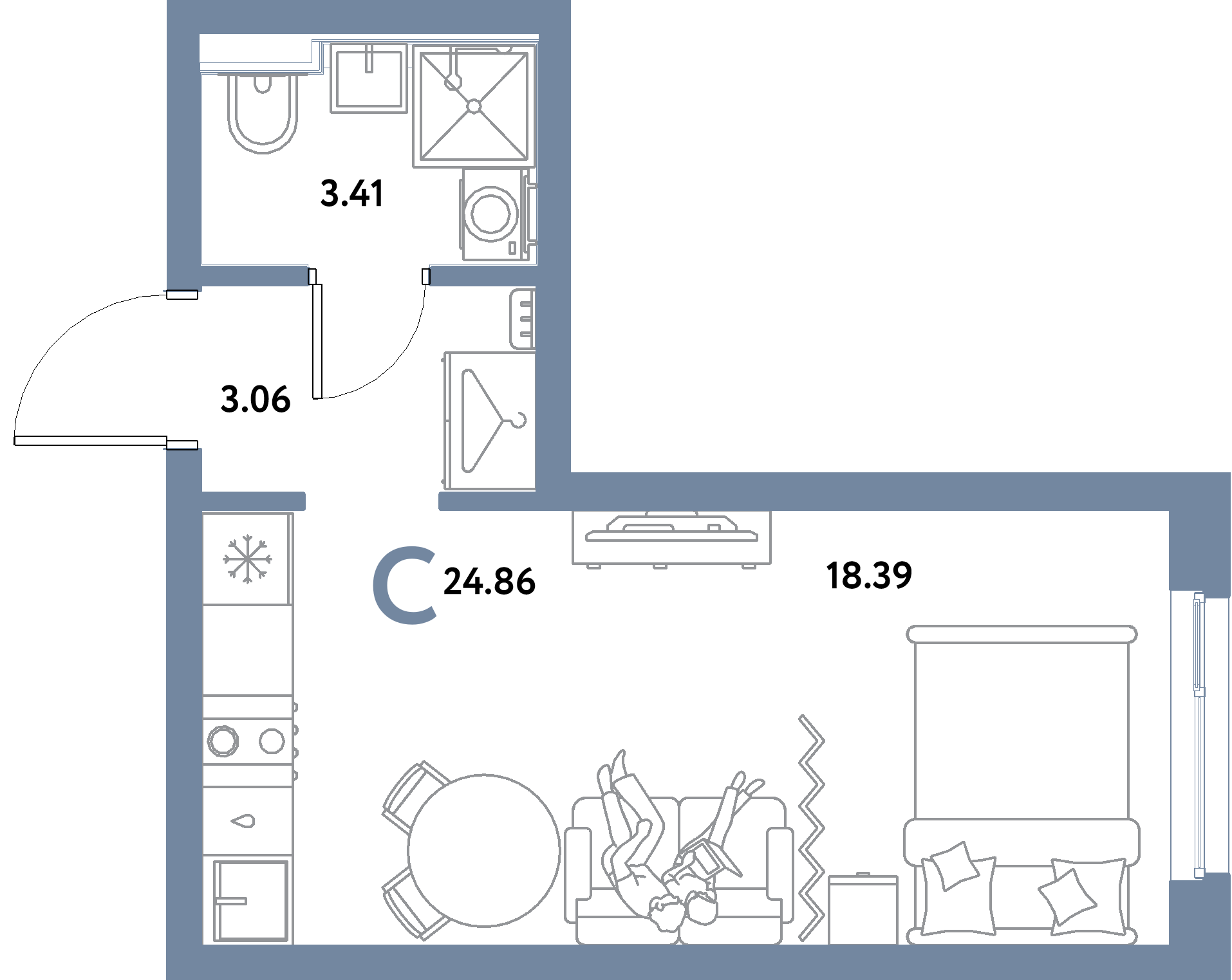 ЖК "Уральский сад"-Студия 24.86 м²