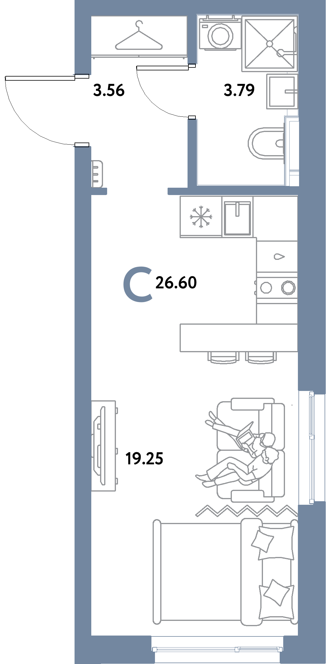 ЖК "Уральский сад"-Студия 26.6 м²