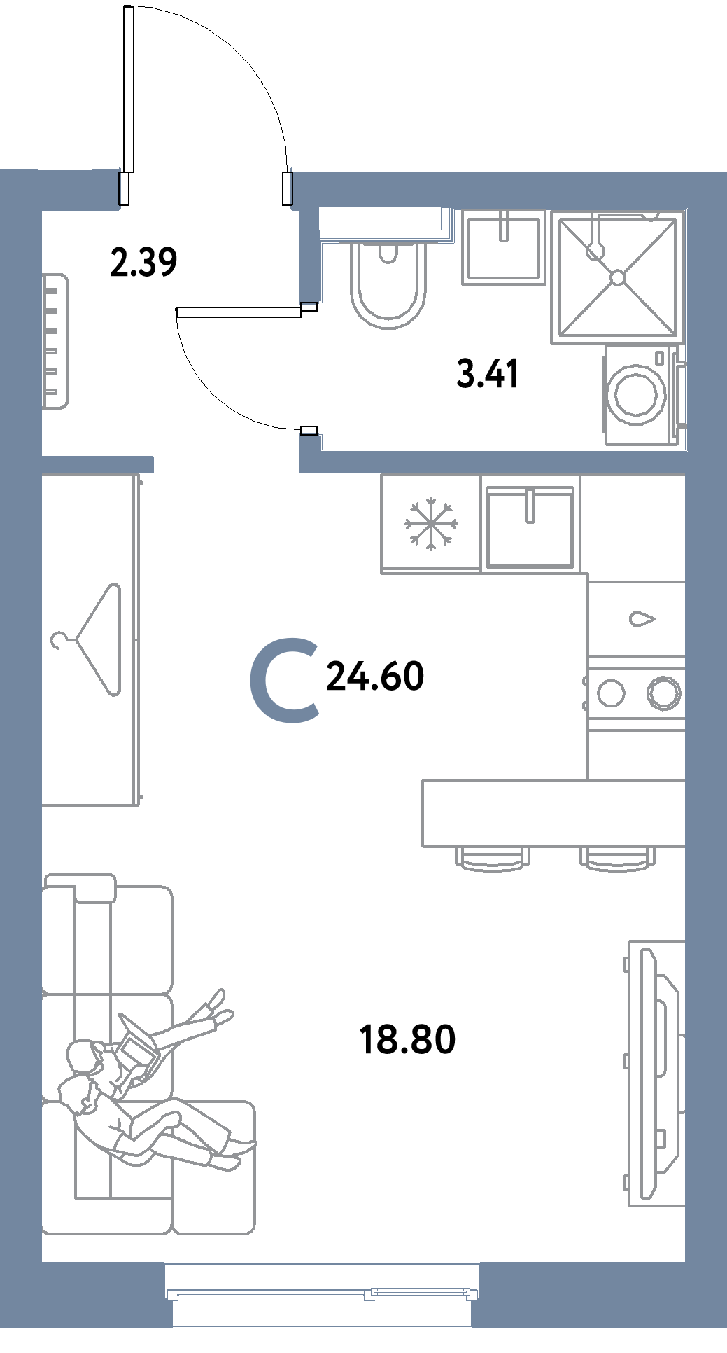 ЖК "Уральский сад"-Студия 24.6 м²