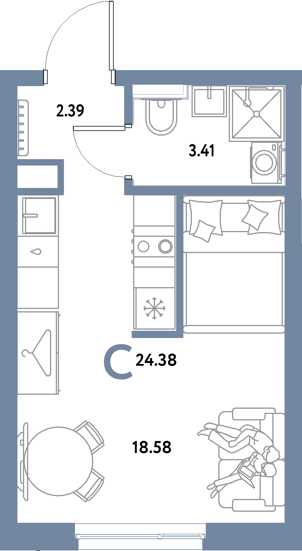 ЖК "Уральский сад"-Студия 24.38 м²