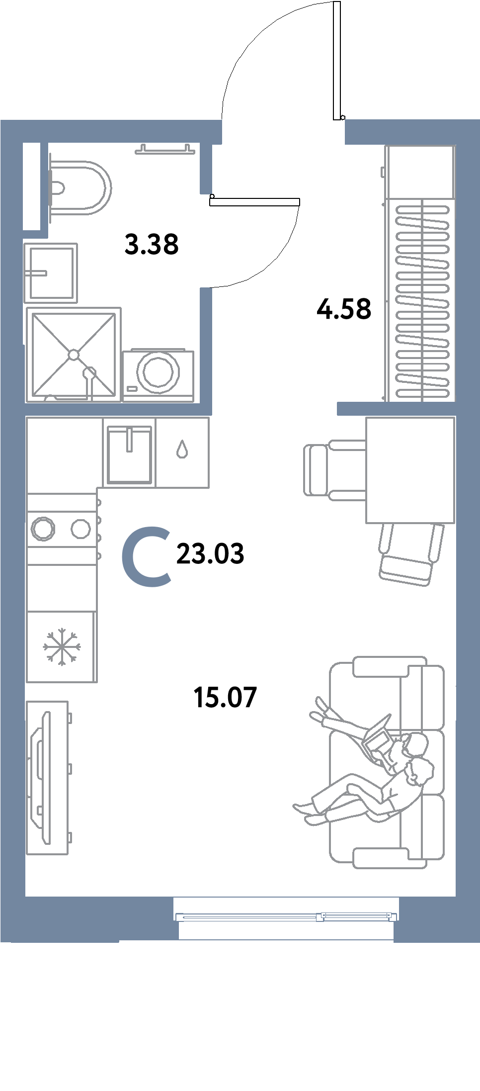 ЖК "Остров-сад"-Студия 23.03 м²