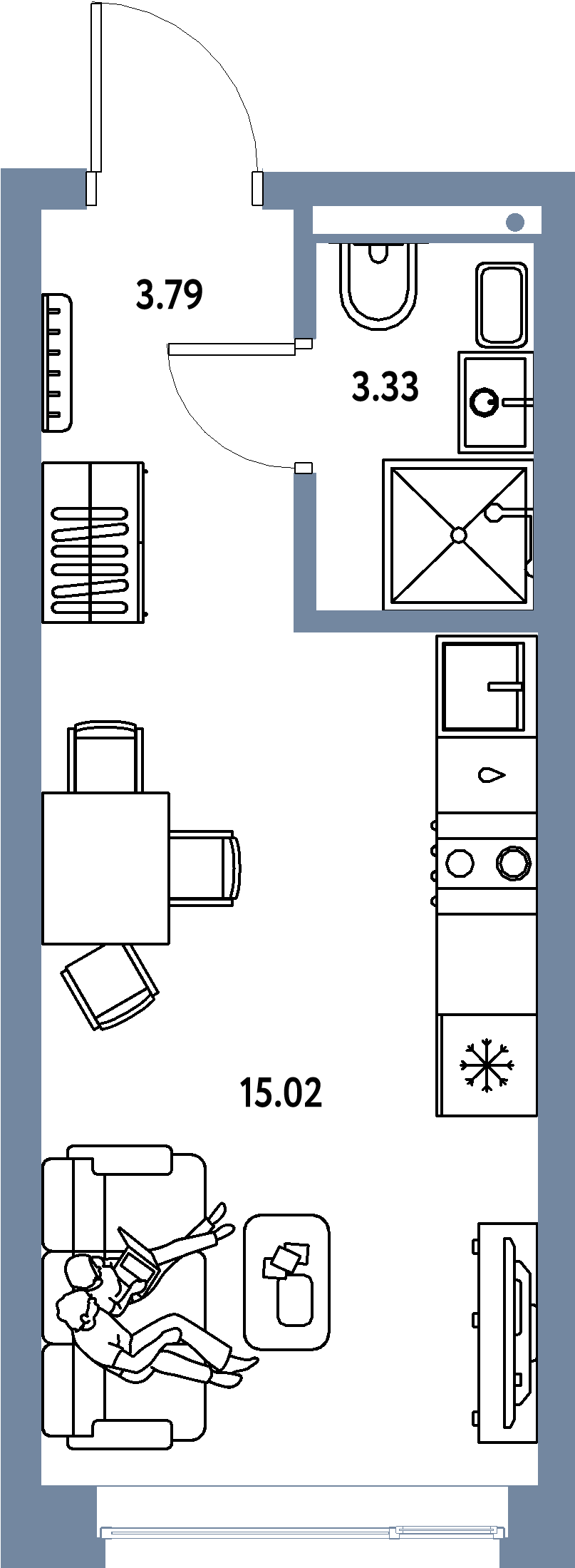 ЖК "Страна.Парковая"-Студия 22.14 м²