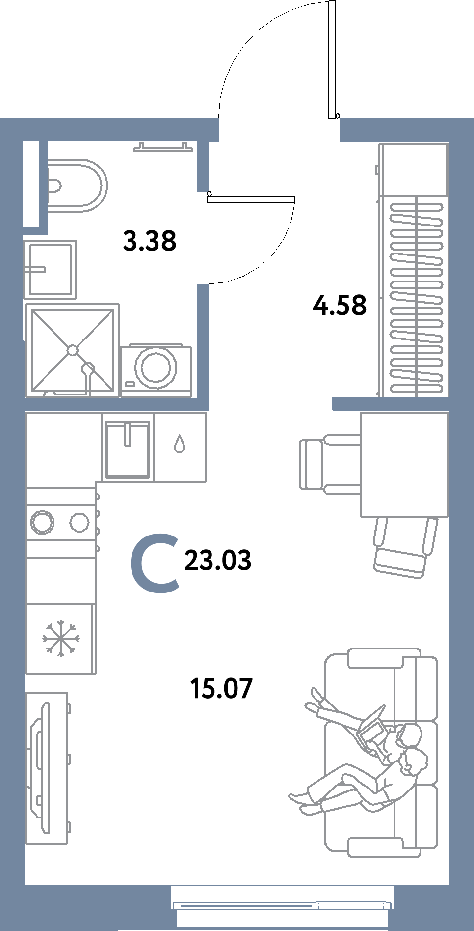 ЖК "Остров-сад"-Студия 23.03 м²