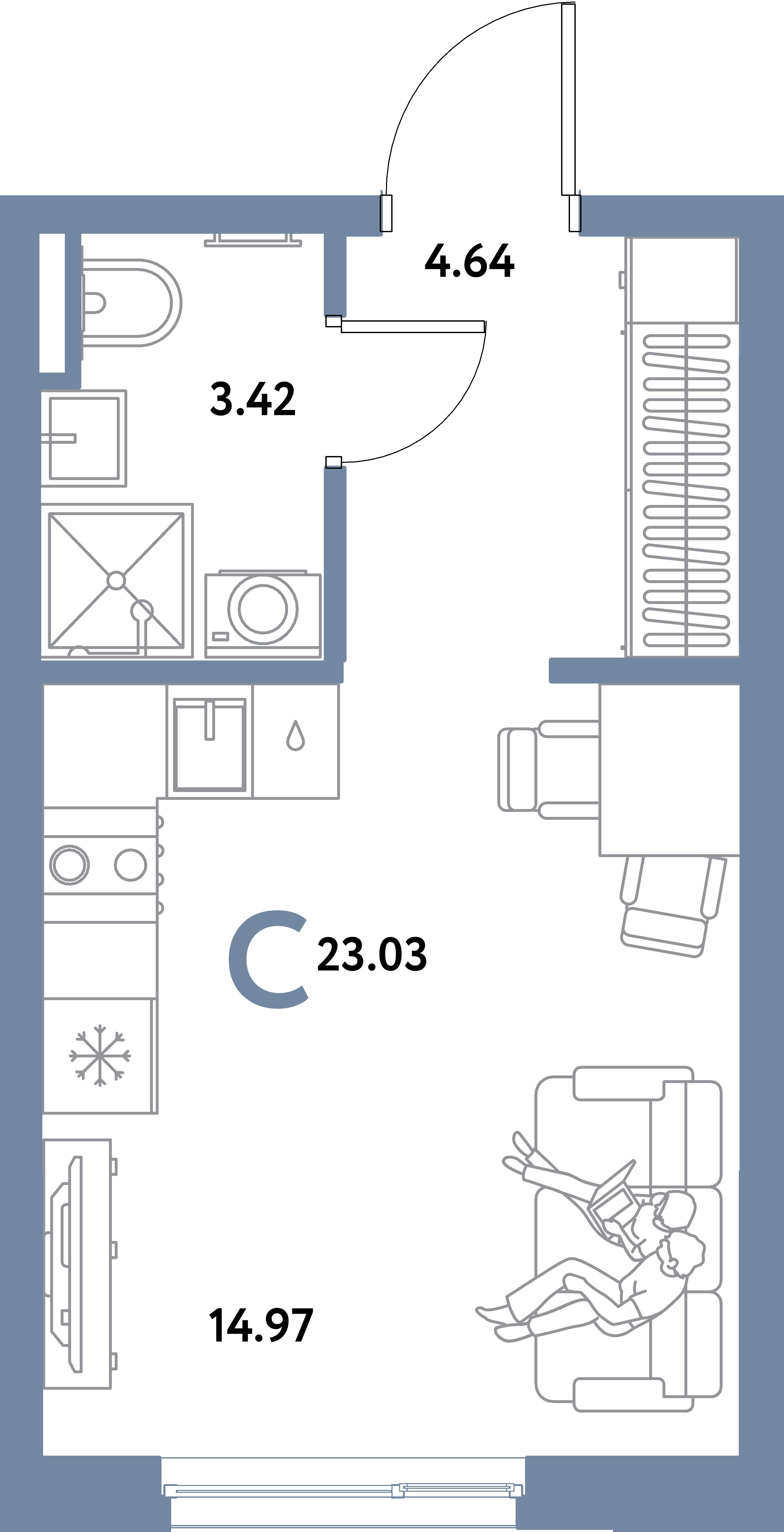 ЖК "Остров-сад"-Студия 23.03 м²