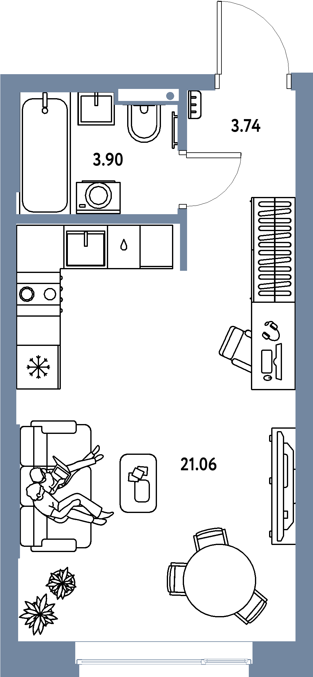 ЖК "Страна.Парковая"-Студия 28.7 м²