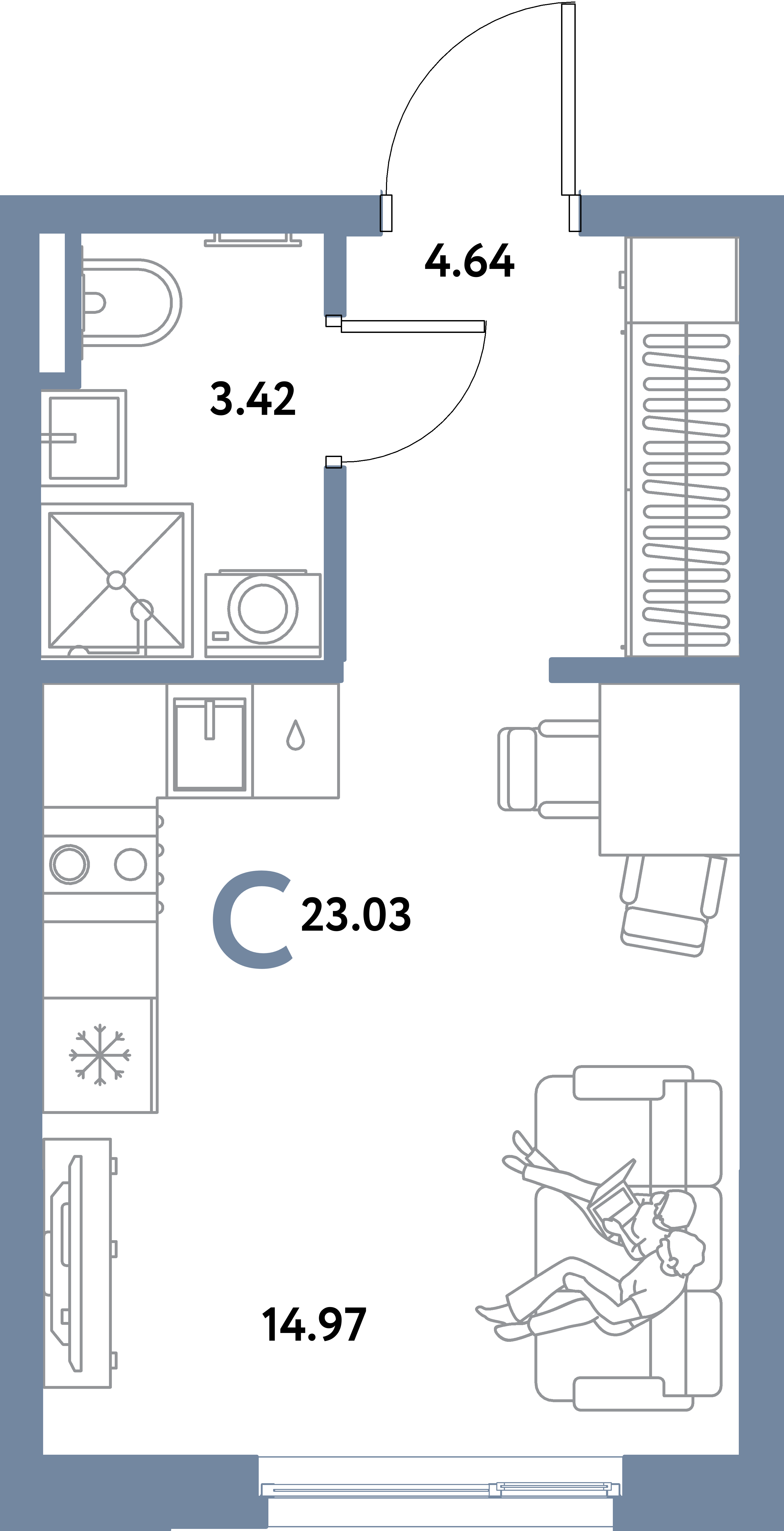 ЖК "Остров-сад"-Студия 23.03 м²