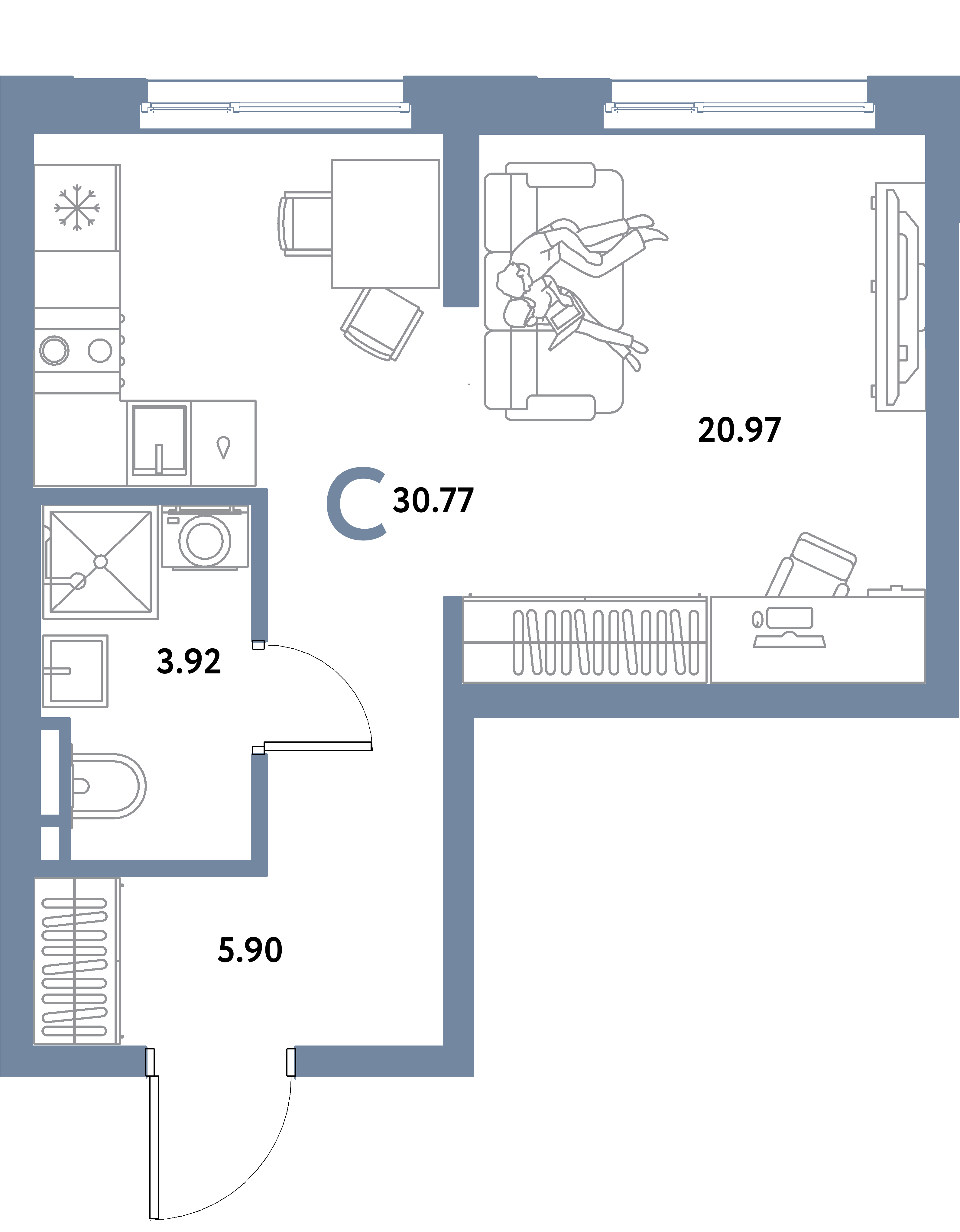 ЖК "Остров-сад"-Студия 30.77 м²