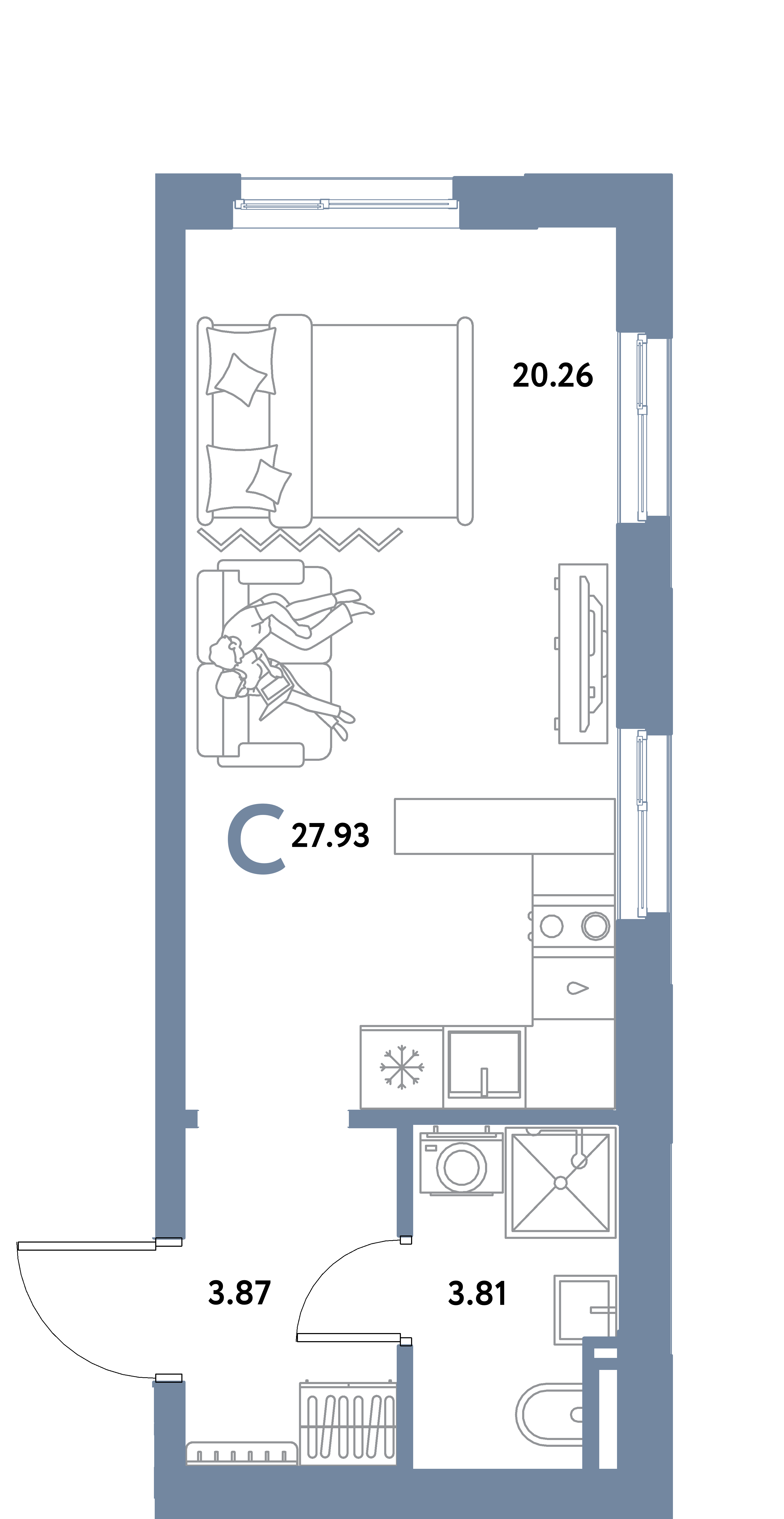 ЖК "Остров-сад"-Студия 27.93 м²