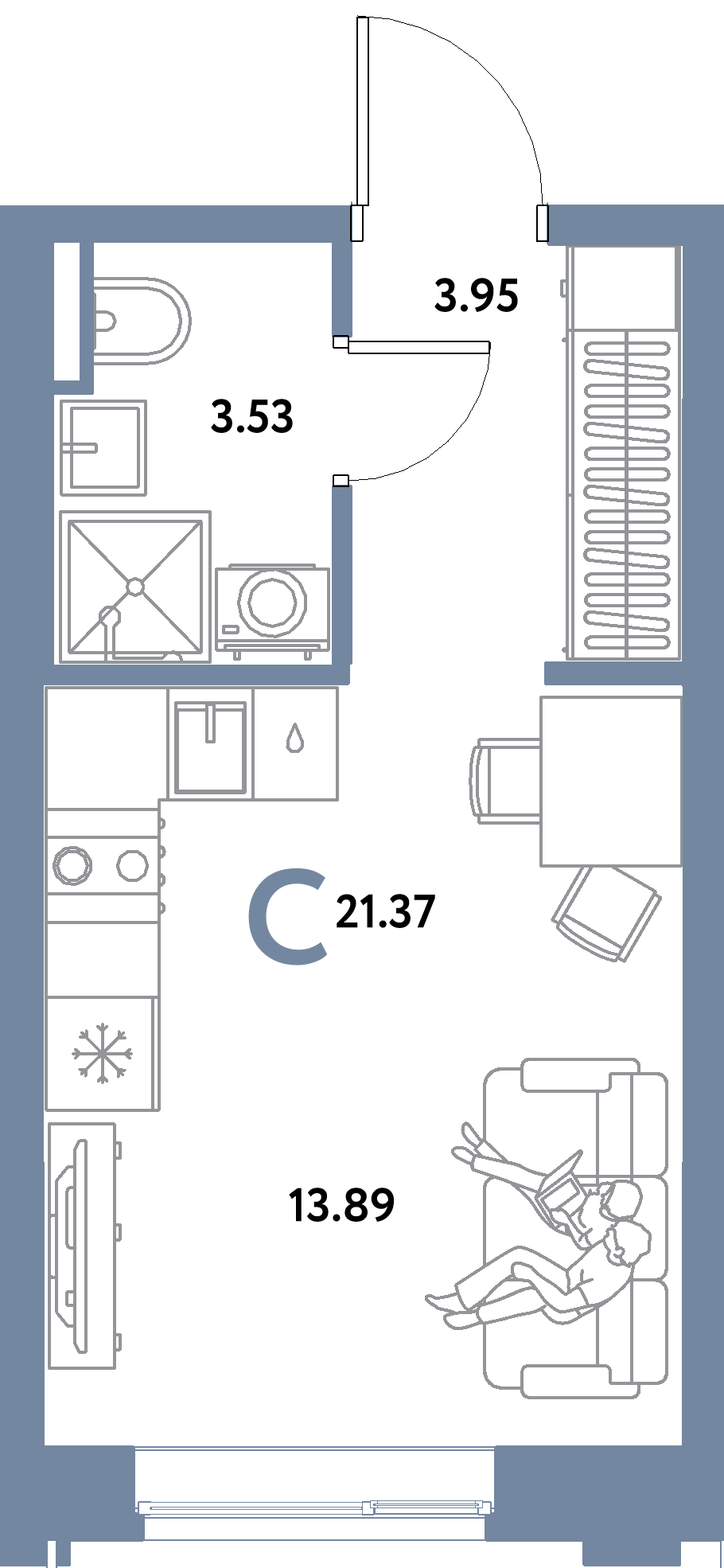ЖК "Остров-сад"-Студия 21.37 м²