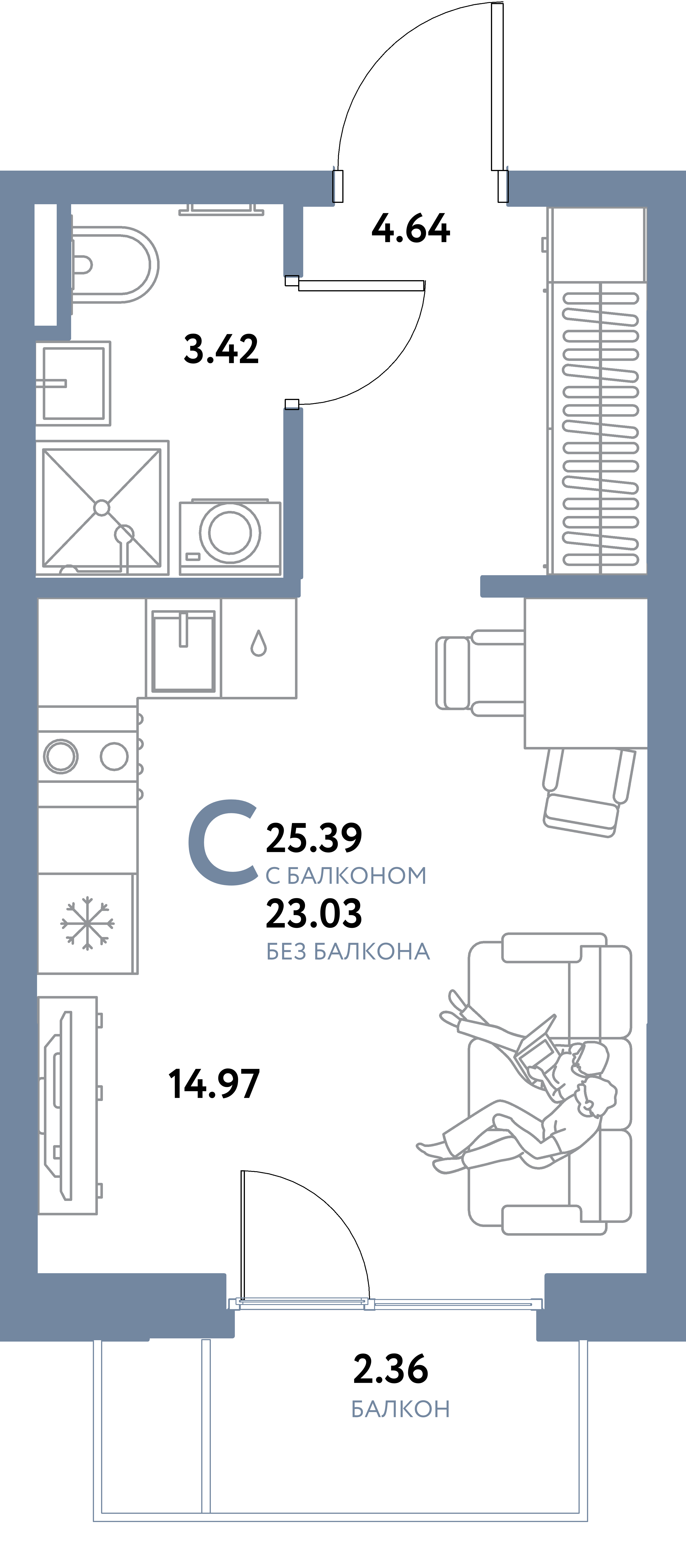 ЖК "Остров-сад"-Студия 25.39 м²