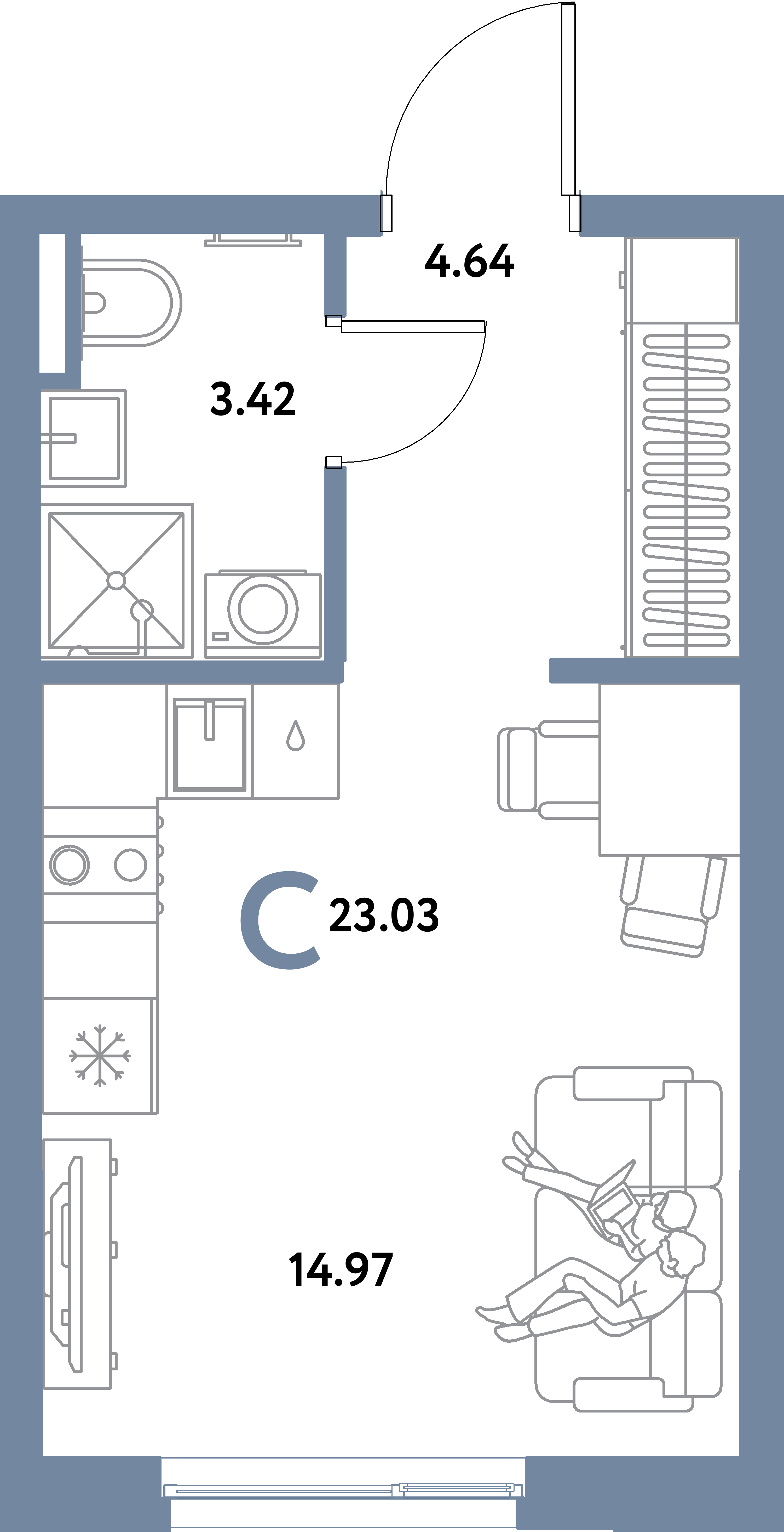 ЖК "Остров-сад"-Студия 23.03 м²