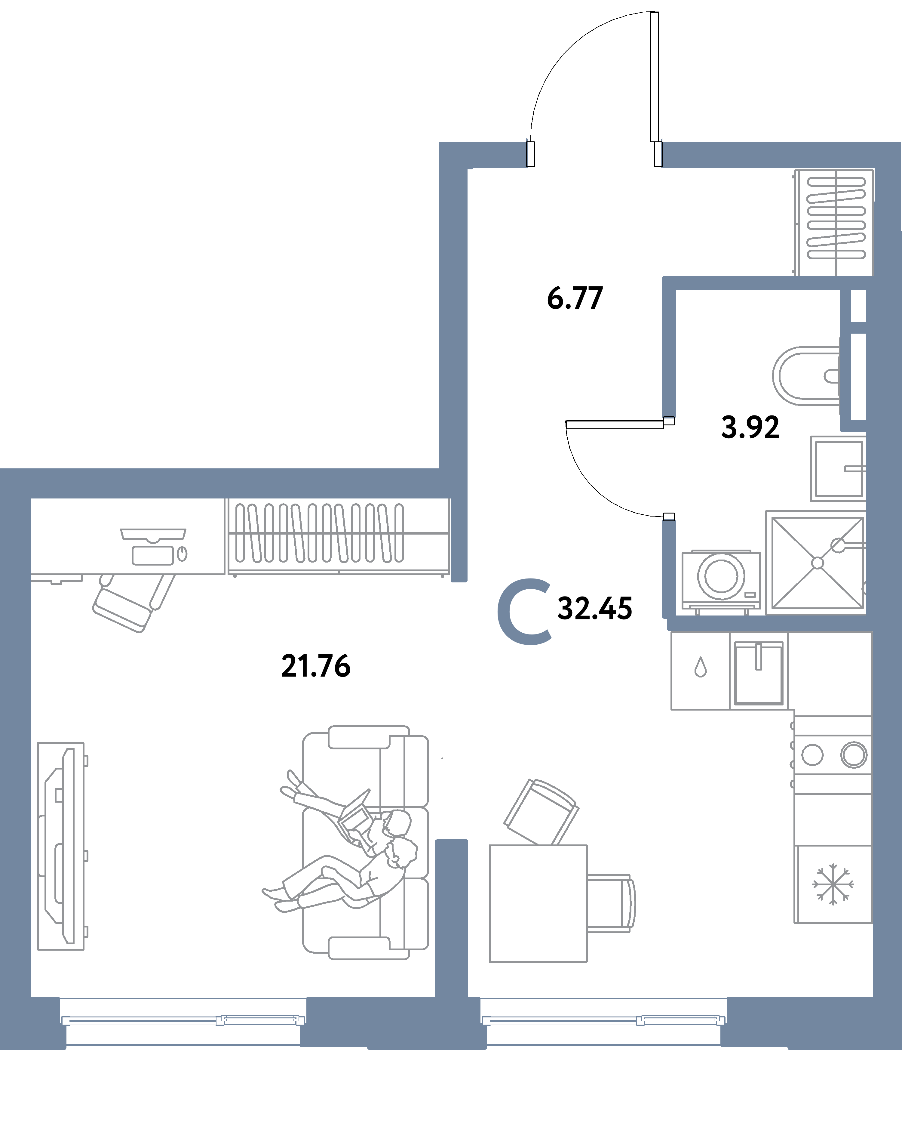 ЖК "Остров-сад"-Студия 32.45 м²