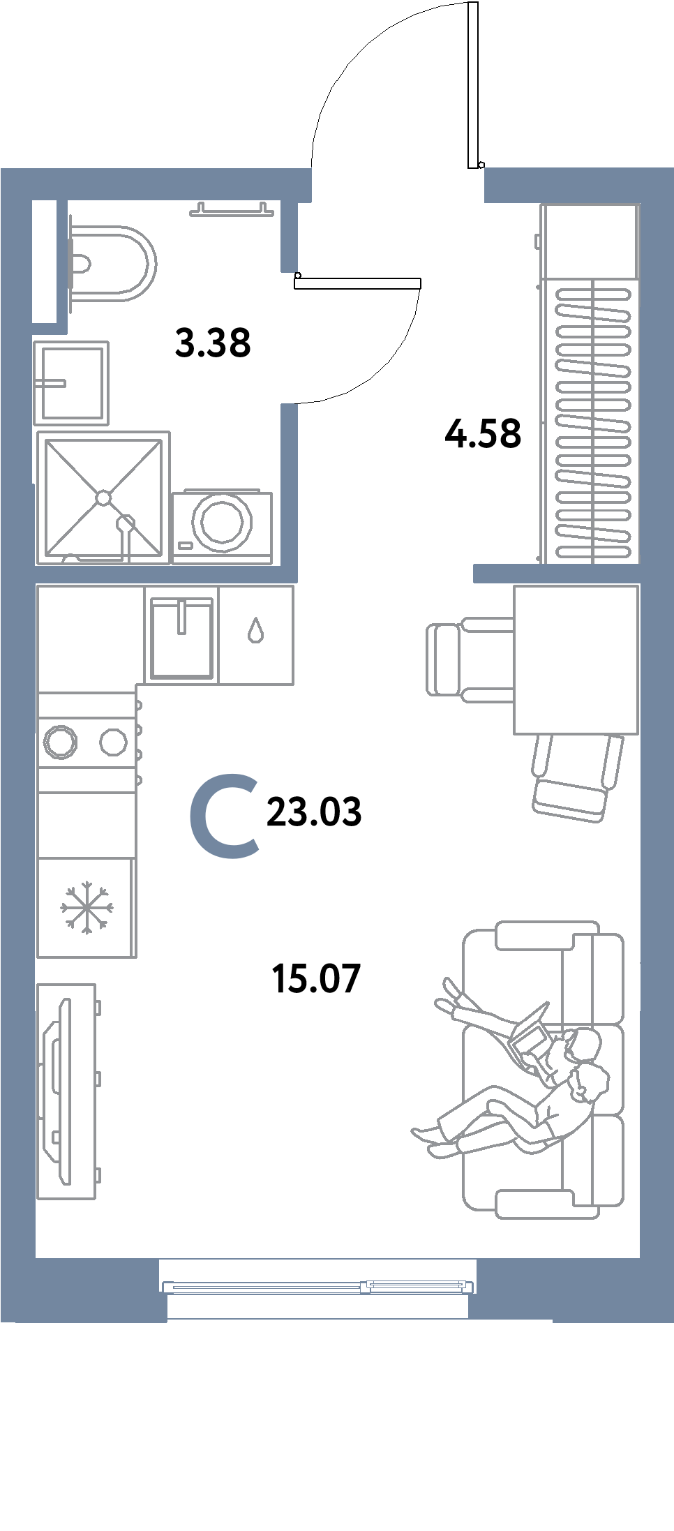 ЖК "Остров-сад"-Студия 23.03 м²