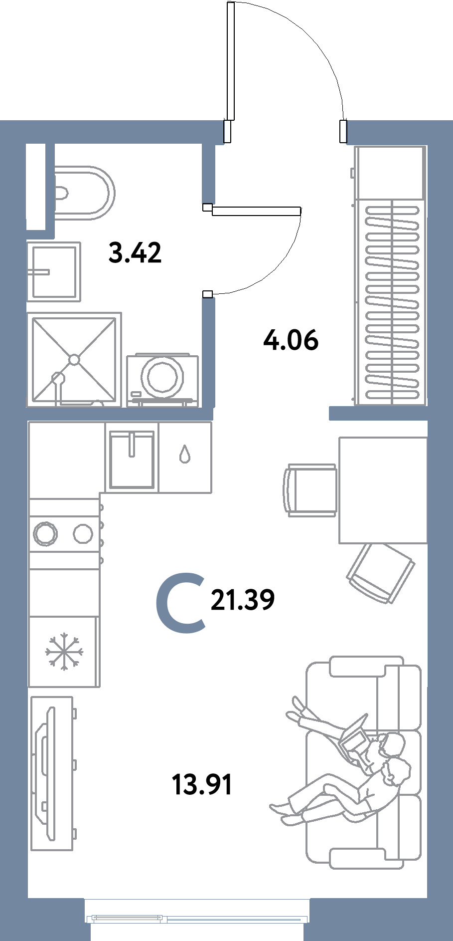 ЖК "Остров-сад"-Студия 21.39 м²