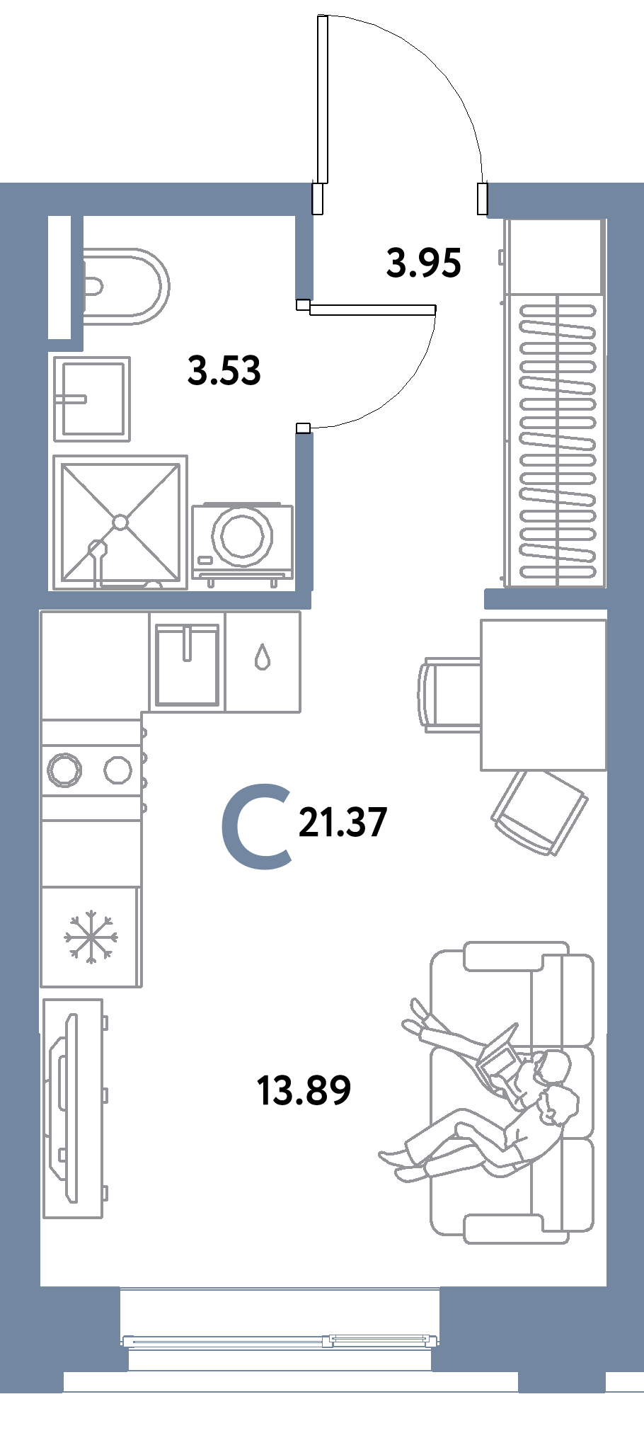 ЖК "Остров-сад"-Студия 21.37 м²
