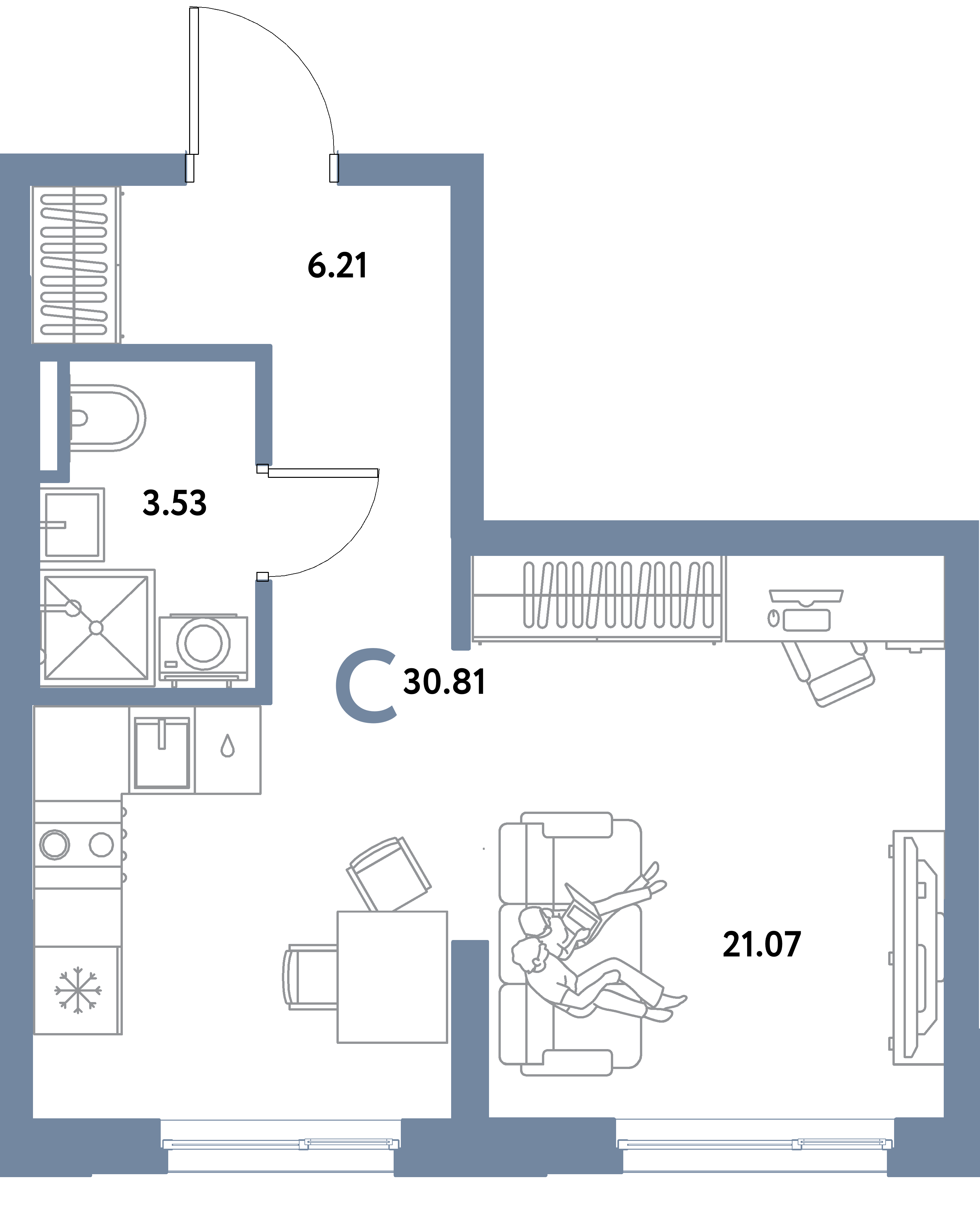 ЖК "Остров-сад"-Студия 30.81 м²