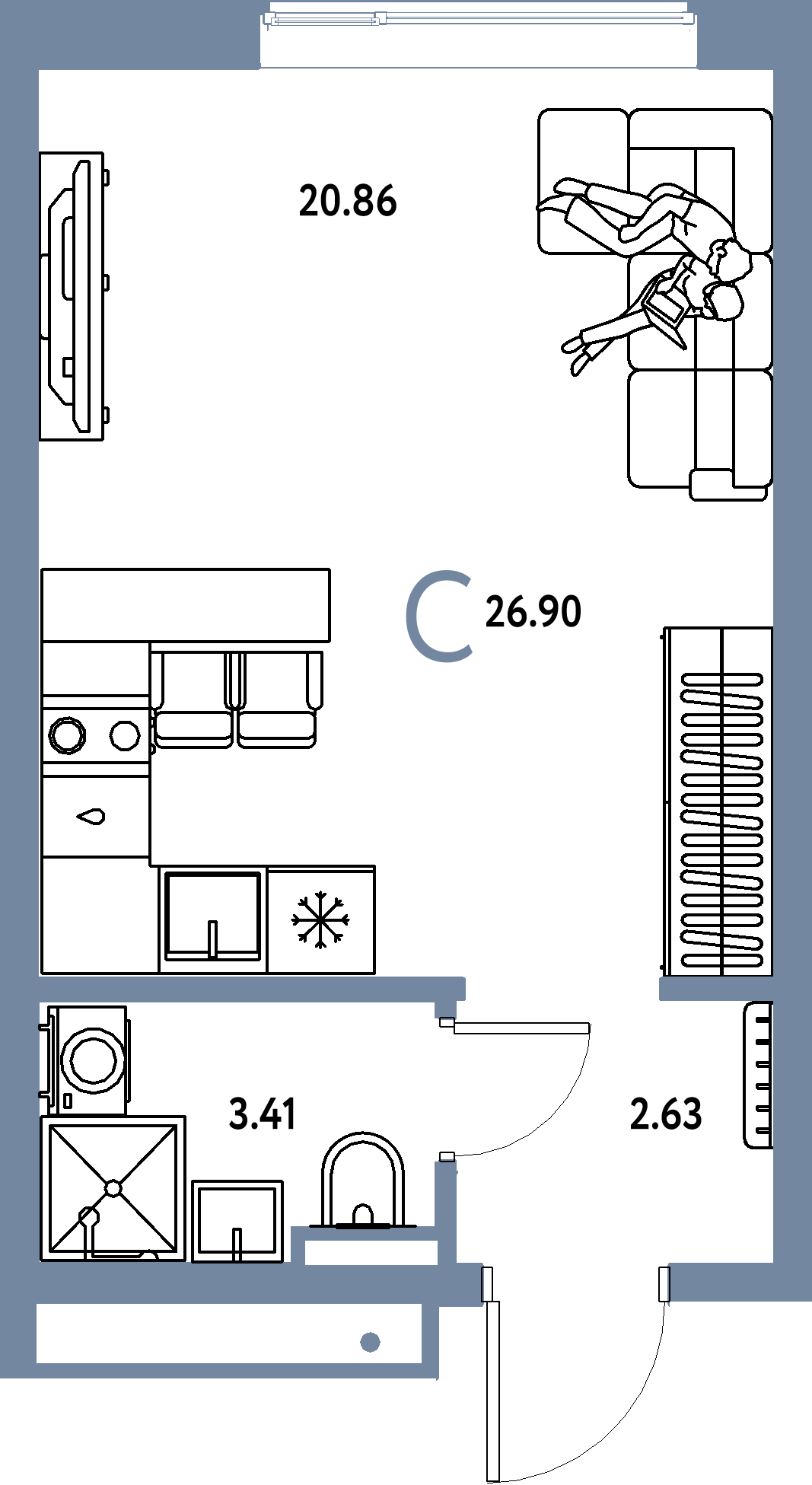 ЖК "Страна.Прибрежная"-Студия 26.9 м²
