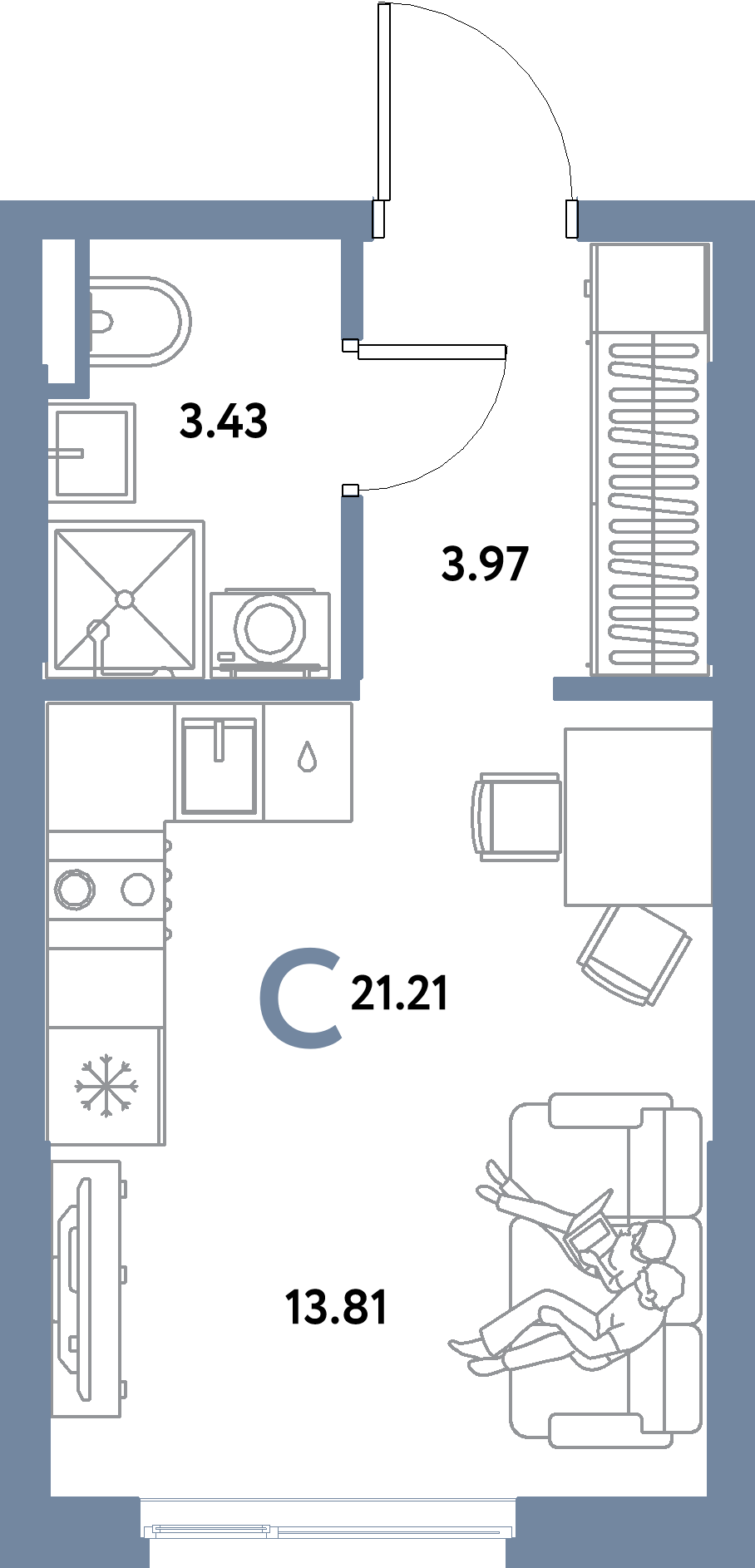 ЖК "Остров-сад"-Студия 21.21 м²