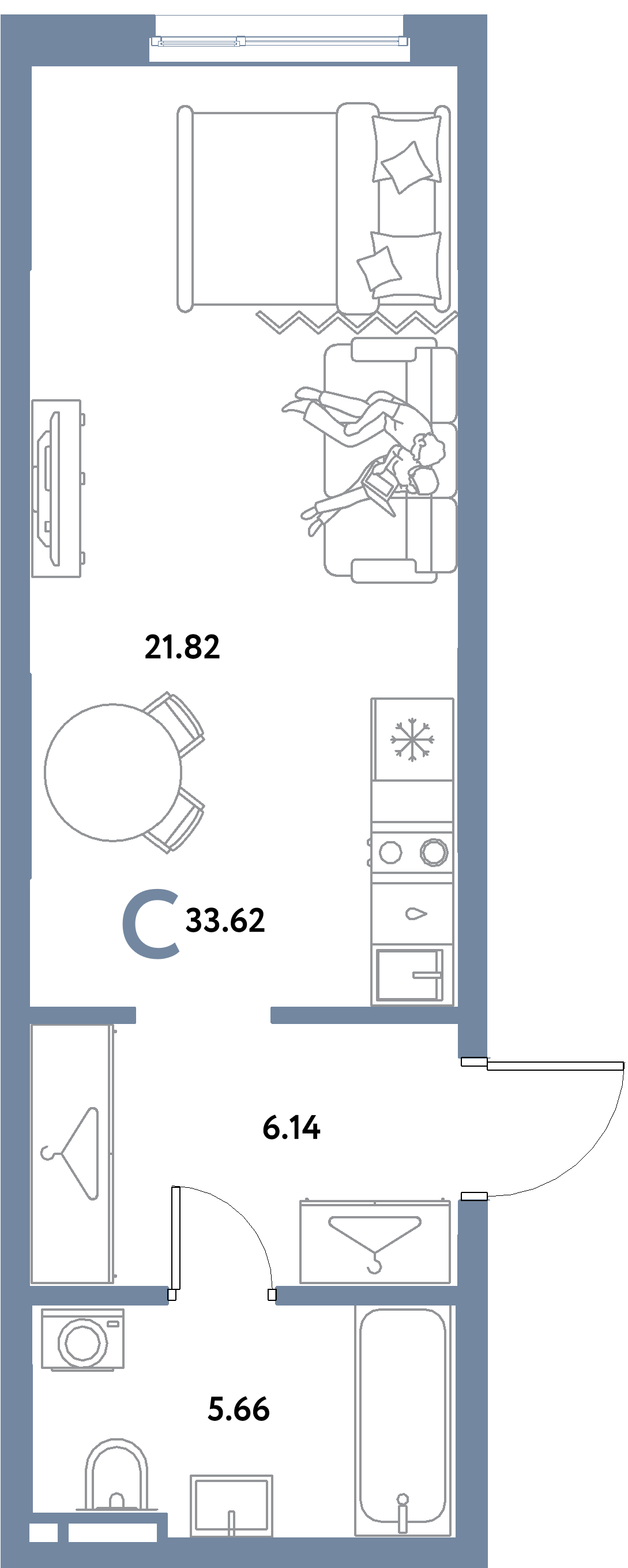 ЖК "Остров-сад"-Студия 33.62 м²
