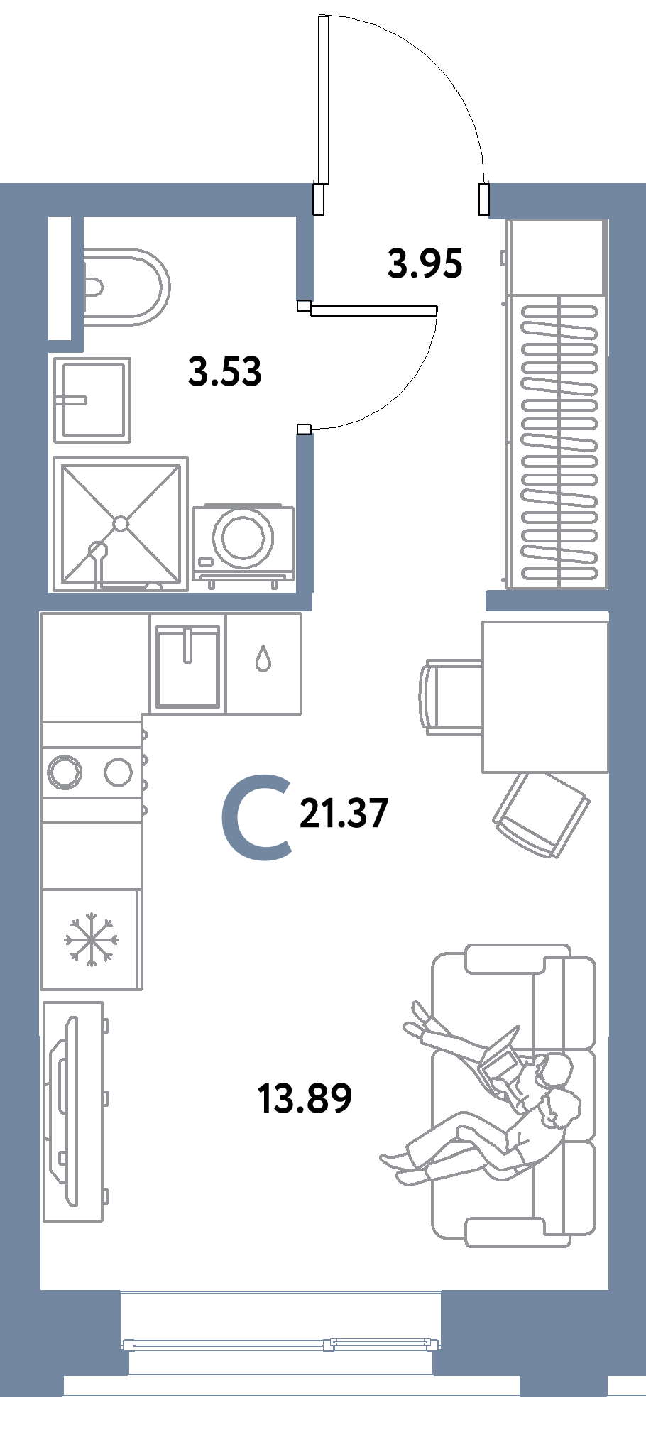 ЖК "Остров-сад"-Студия 21.37 м²