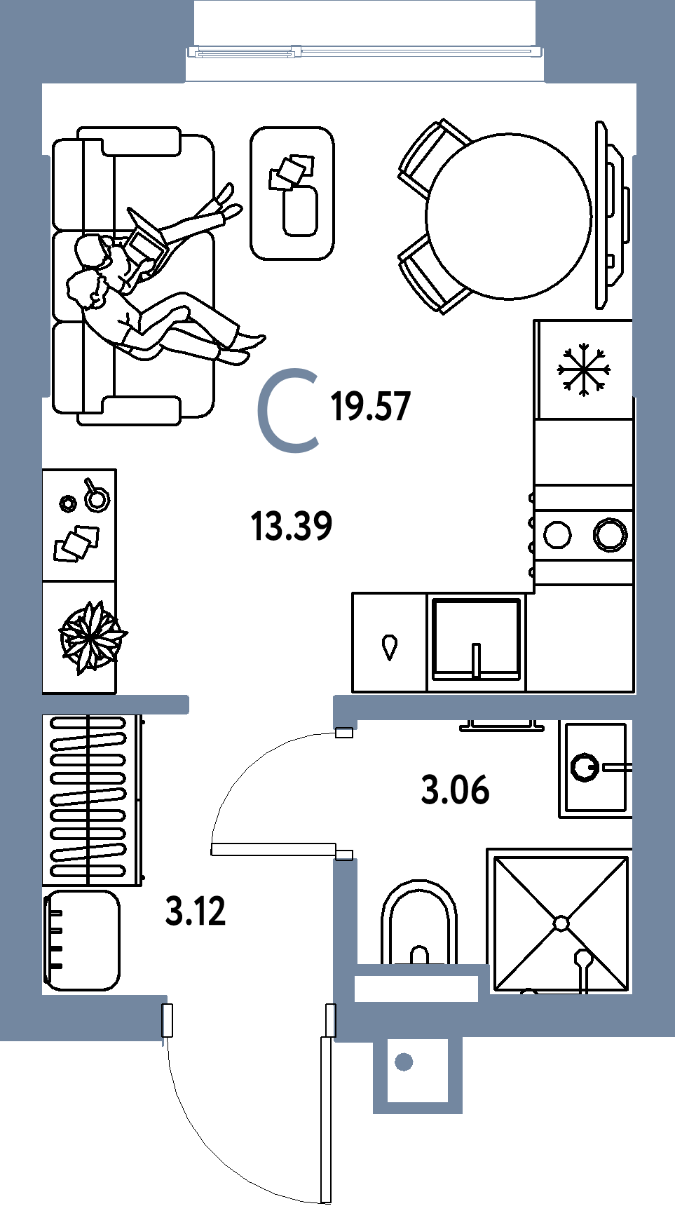 ЖК "Страна.Парковая"-Студия 19.57 м²