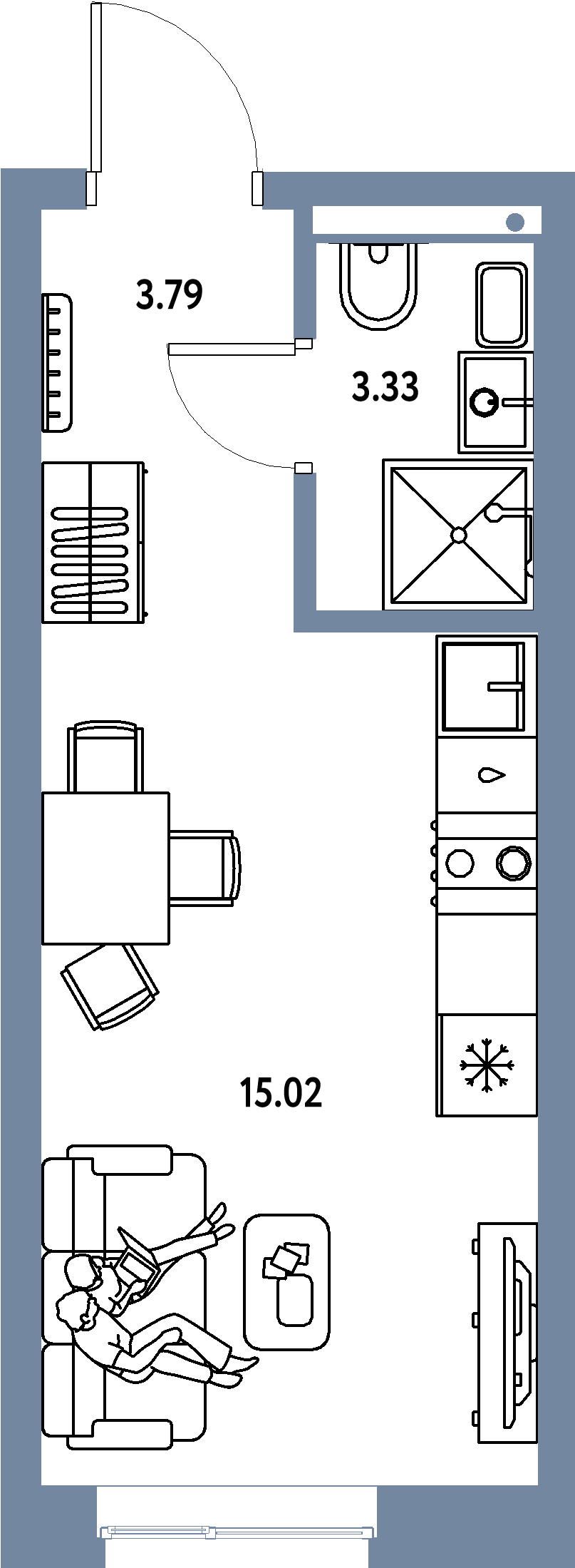 ЖК "Страна.Парковая"-Студия 22.14 м²