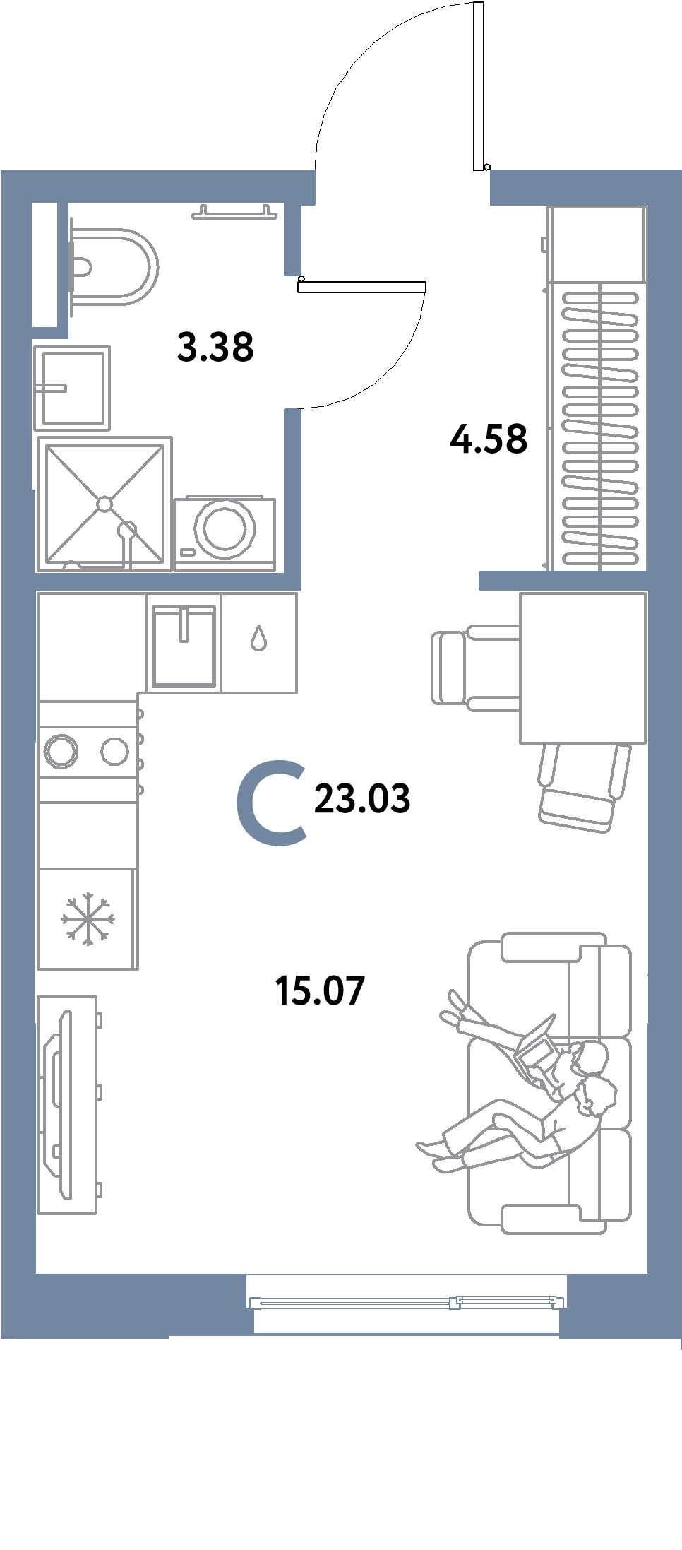 ЖК "Остров-сад"-Студия 23.03 м²
