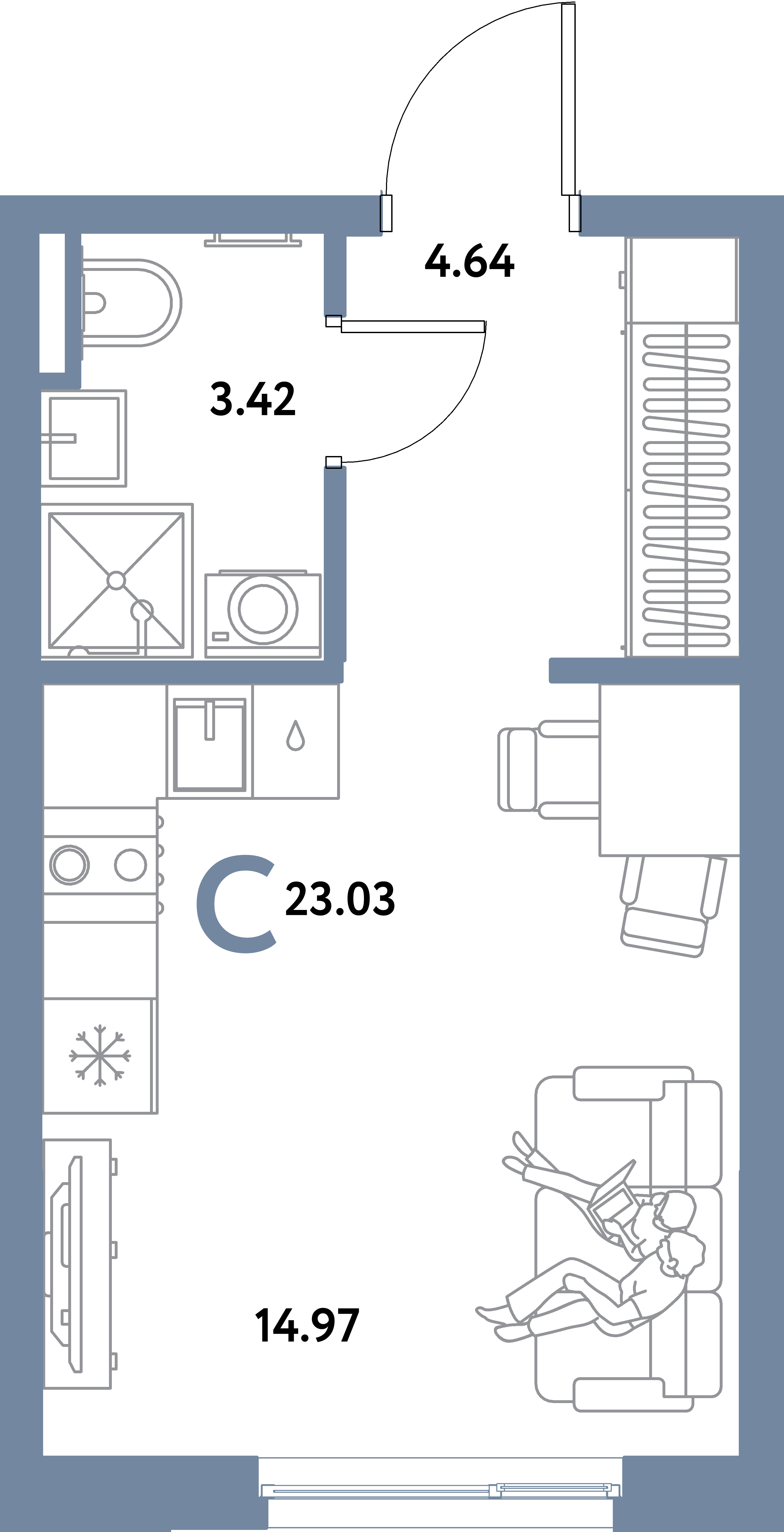 ЖК "Остров-сад"-Студия 23.03 м²