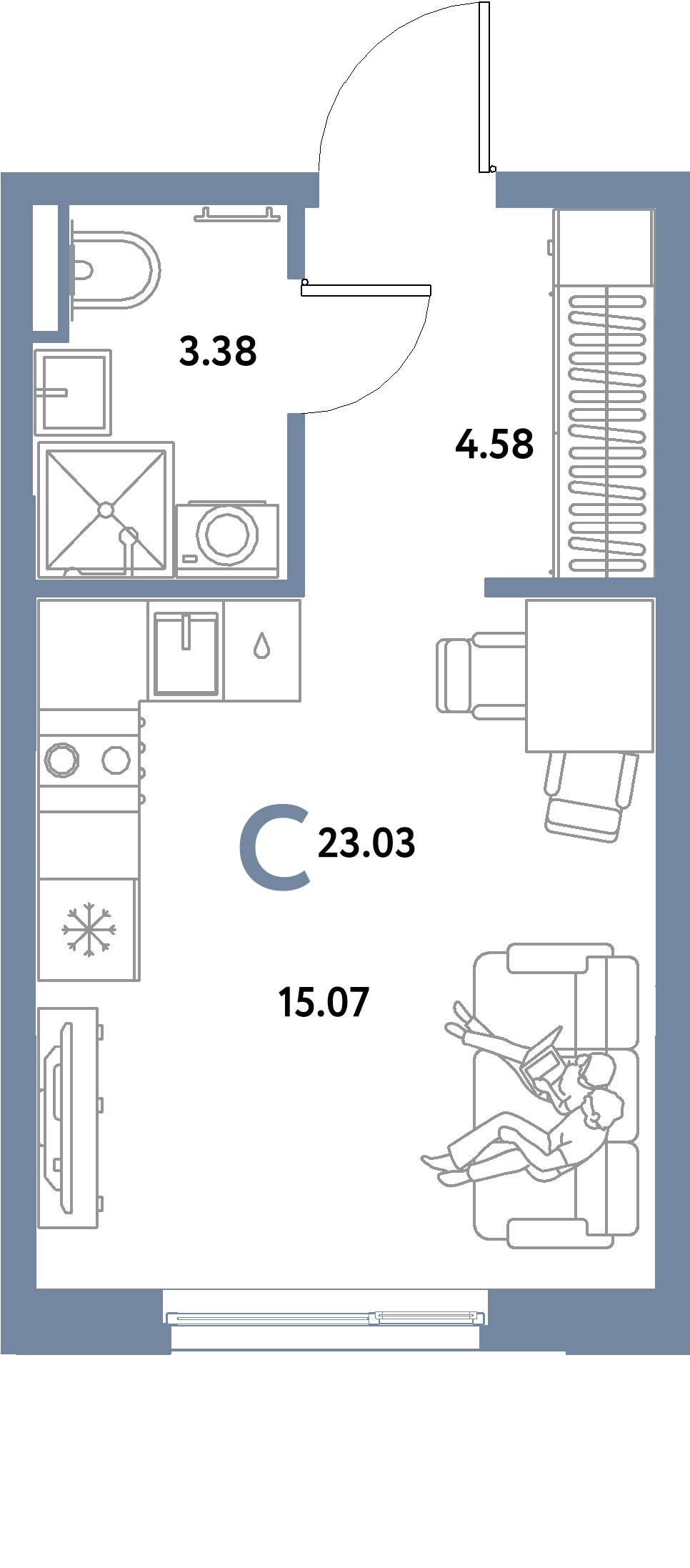 ЖК "Остров-сад"-Студия 23.03 м²