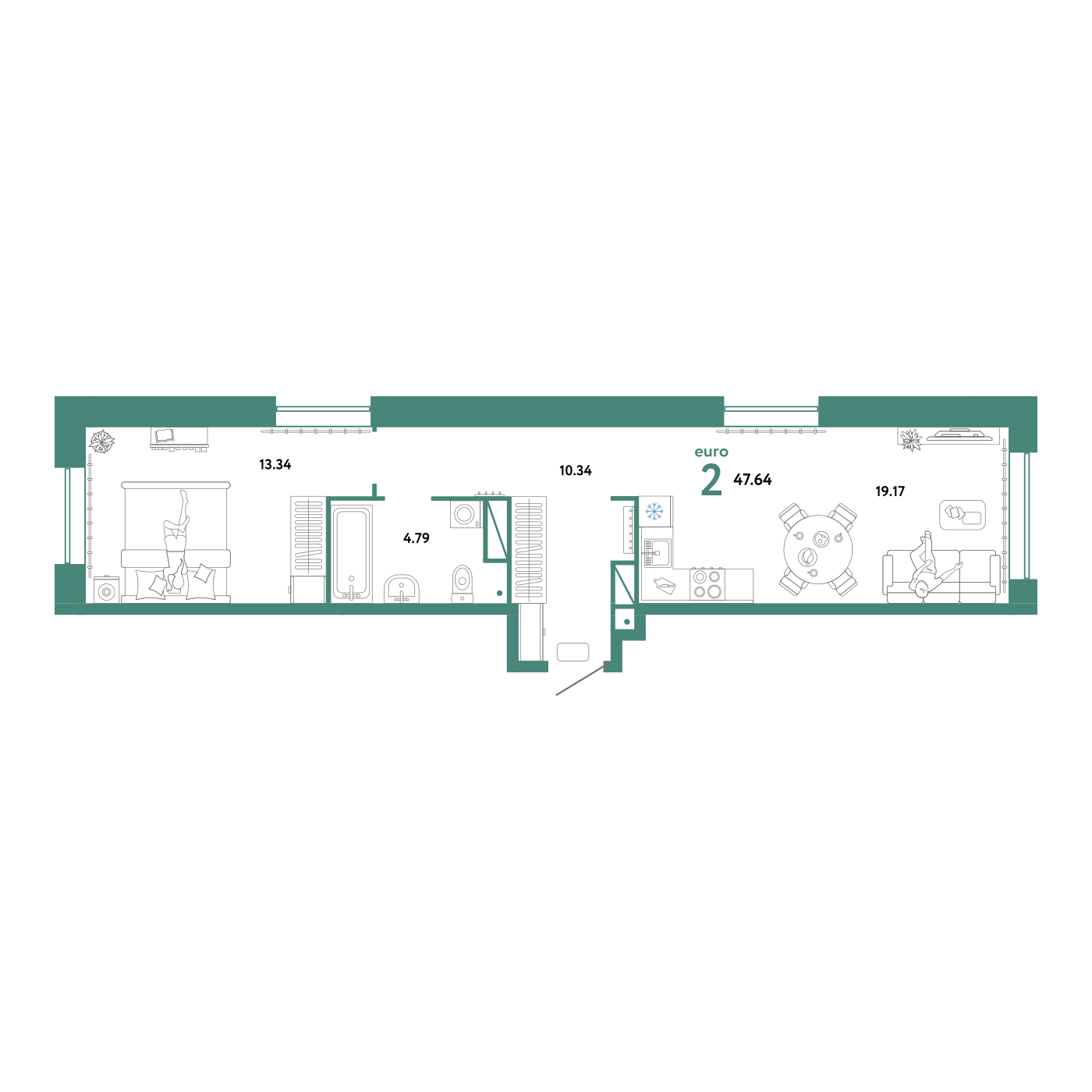 Купить 2-комнатную квартиру 47.64м², этаж №14 кв №327 в ЖК "Домашний ...