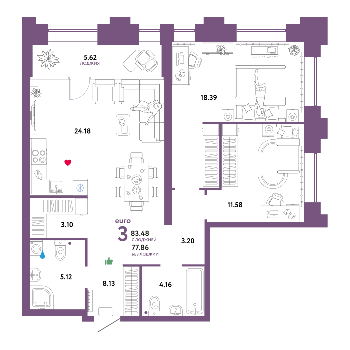 Изображение планировки Ю.Е3.9.1.Л
